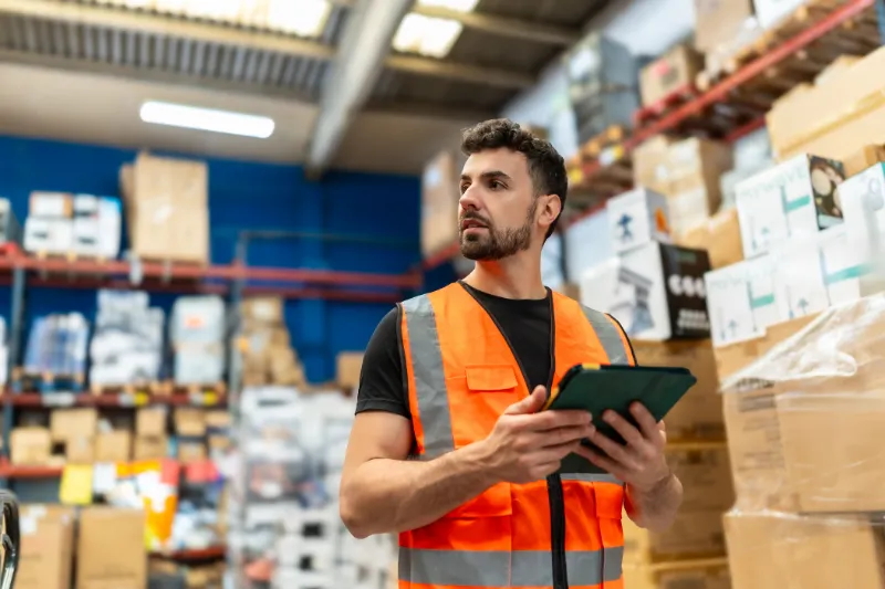 Colaborador de almacén revisando inventario en una empresa mexicana